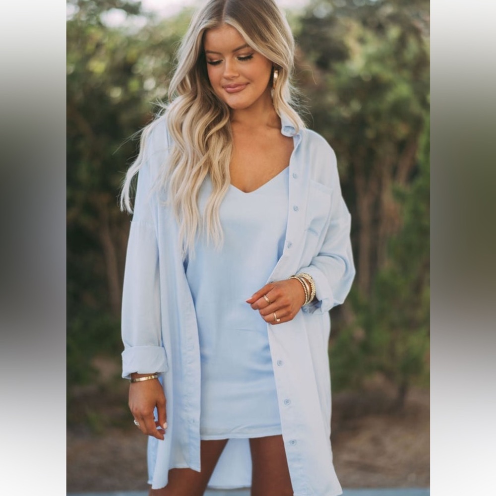 These Three Boutique - slip dress & collared shirt